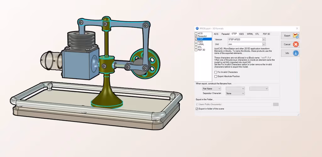 Exportera flera parter samtidigt till separata filer
