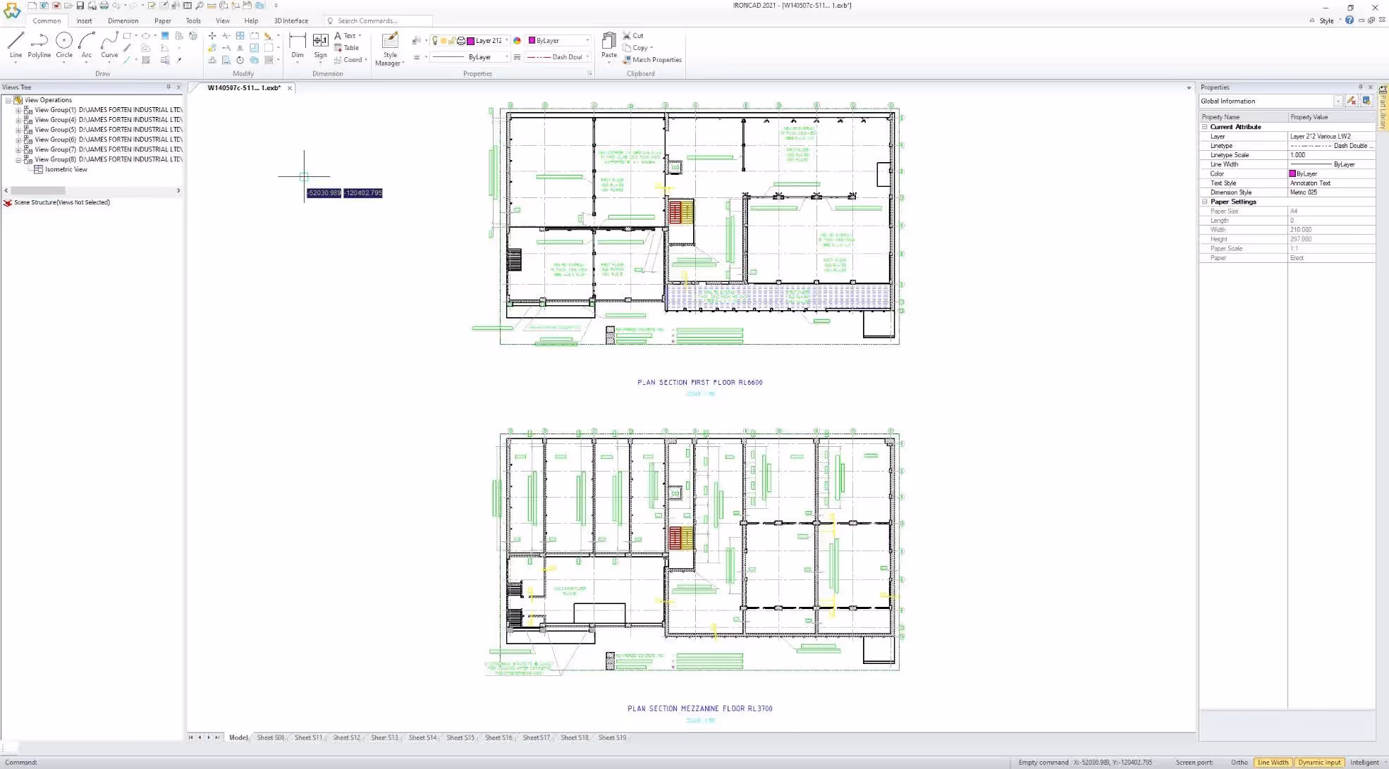 2D-model layout space ironcad draft caxa