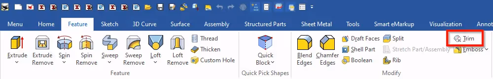 trim feature ironcad