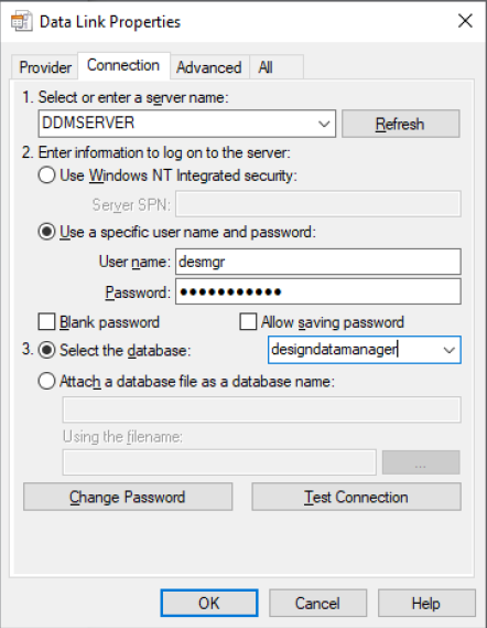 Data Link Properties Earlier Connection DDM