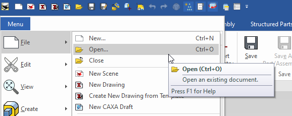 Menu File Open