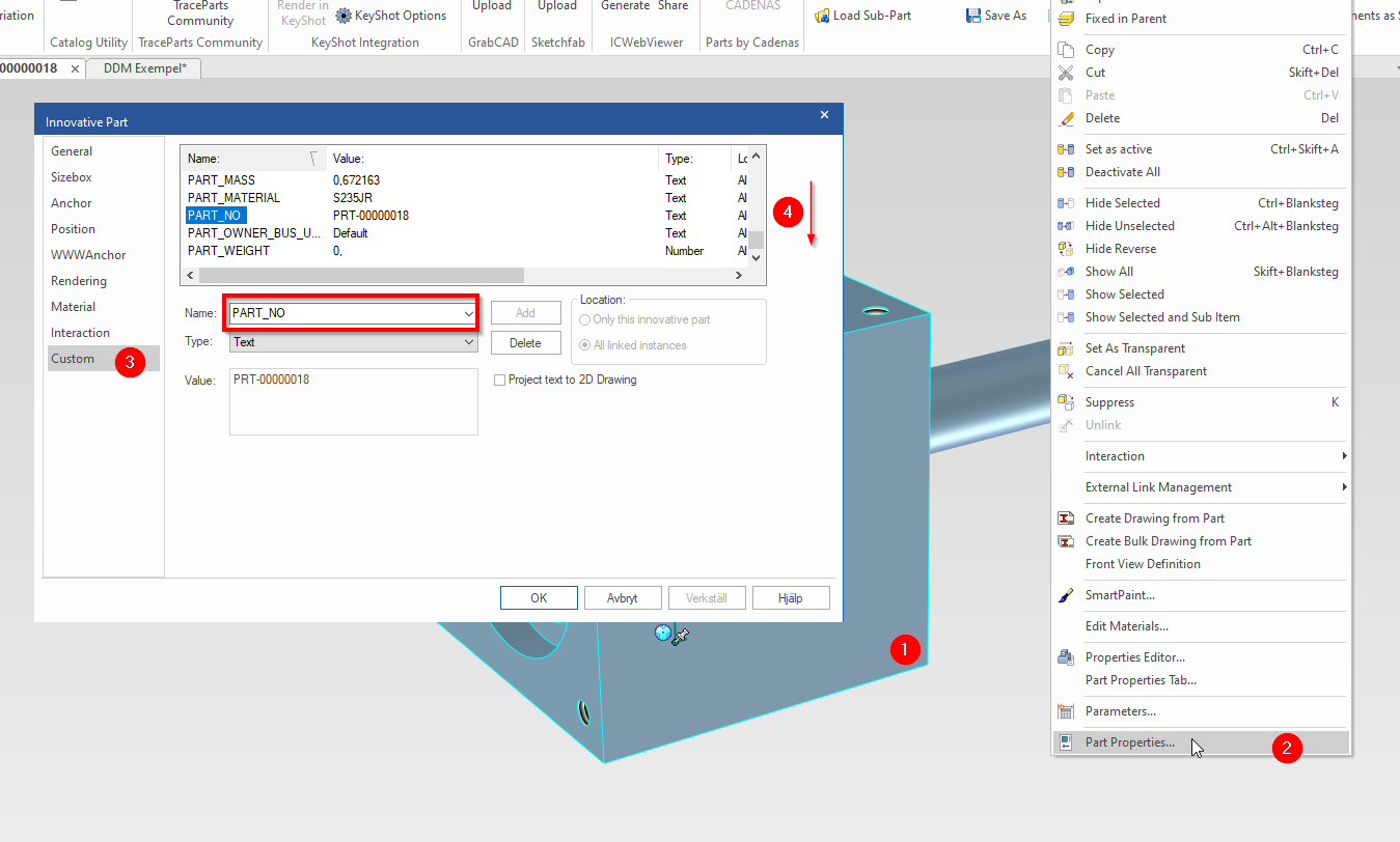 Custom Attributes IRONCAD