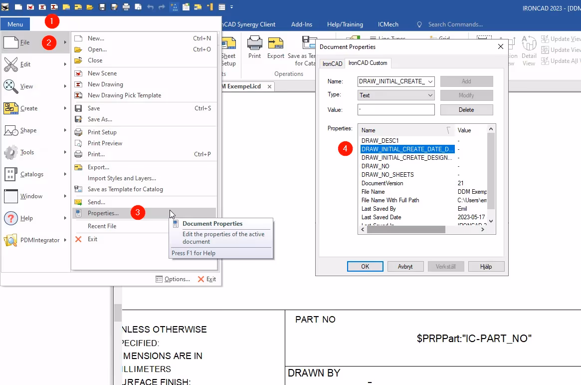 Attribute drawing ironcad