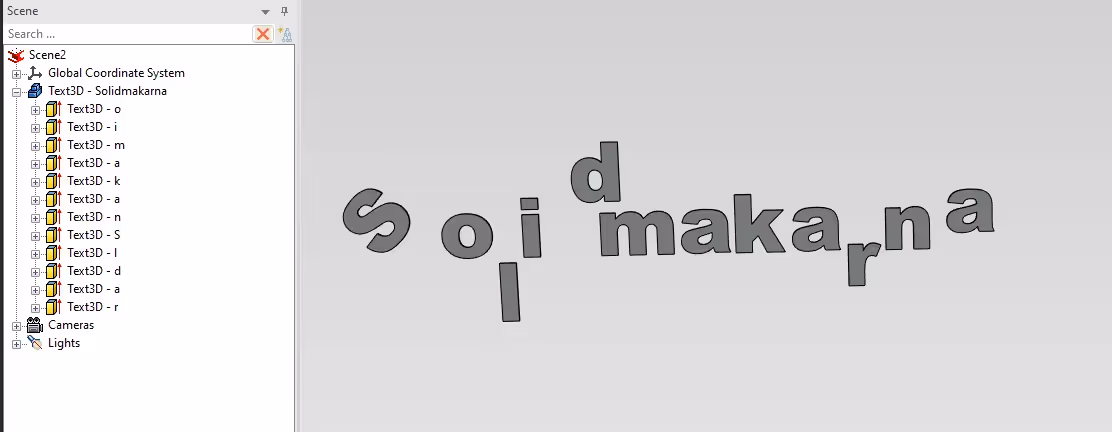 Separate Shapes IRONCAD 3D Text