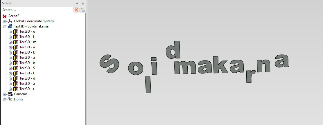 Separate Shapes IRONCAD 3D Text