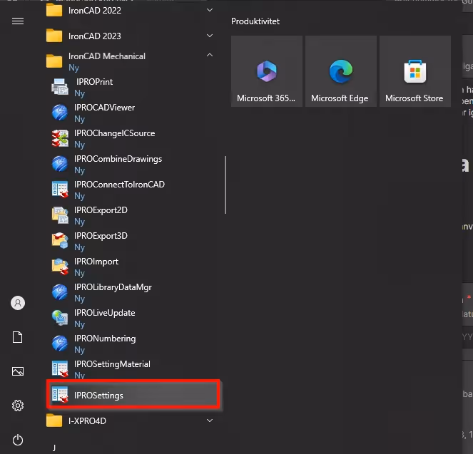 IPROSETTINGS IRONCAD 3D CAD