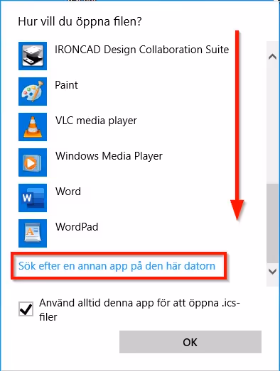 Search for another app on this computer