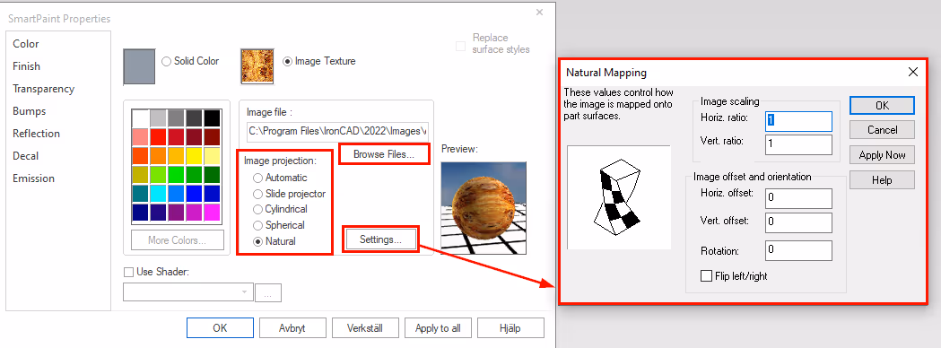 Texture mapping in ironcad