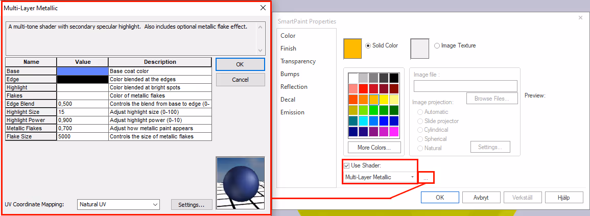 Shader settings ironcad
