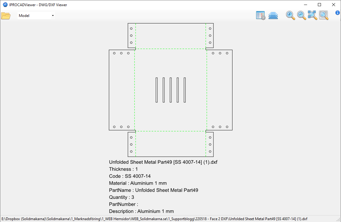 Face to DXF inställningar