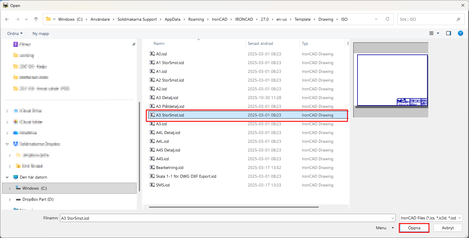 Skärmbild över utforskaren i Windows med massa filer