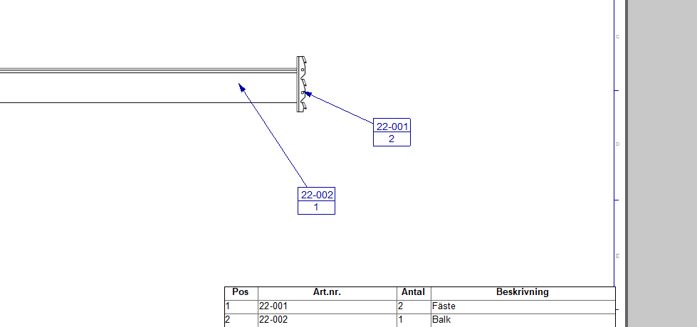 Drawing view with customized item bubbles in 2D CAD