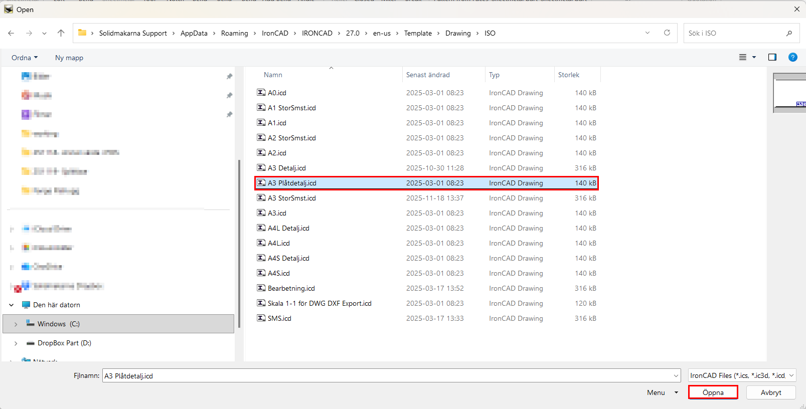 Utforskaren i Windows med filer