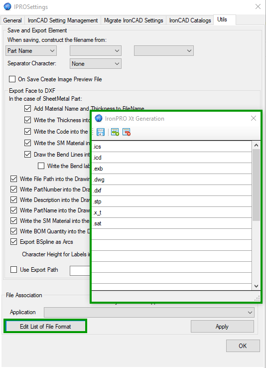 file association ironcad mechanical