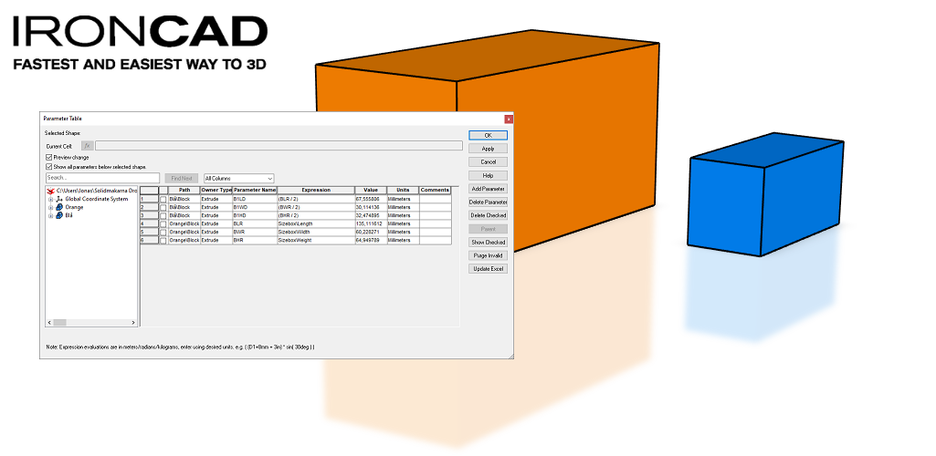 Parametrisk modellering i IRONCAD
