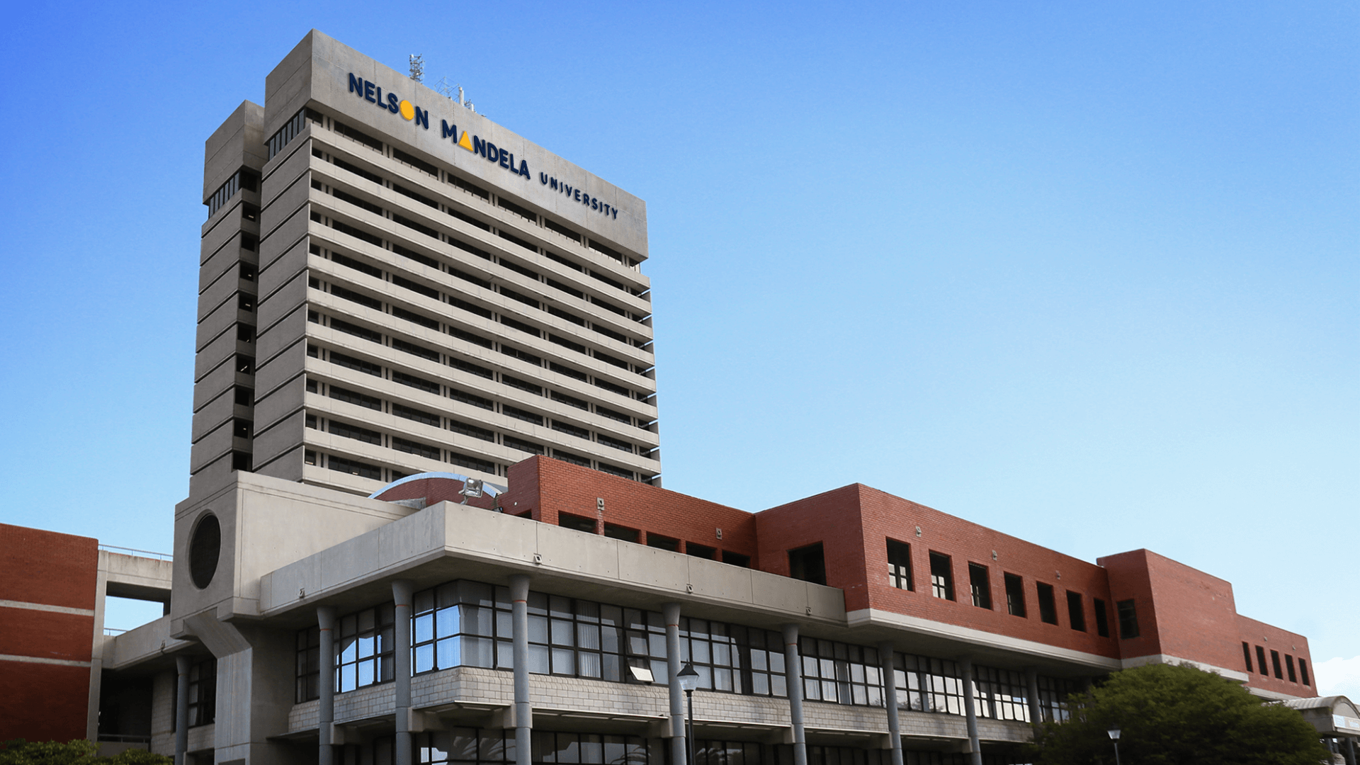 Creative Caterpillar client Nelson Mandela University building signage.