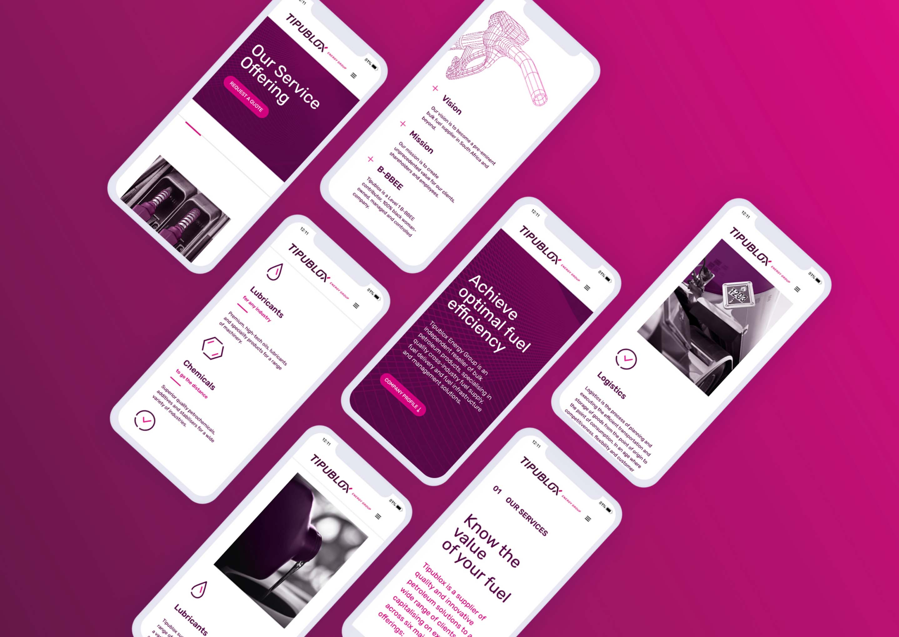Creative Caterpillar client Tipublox Energy Group mobile website.