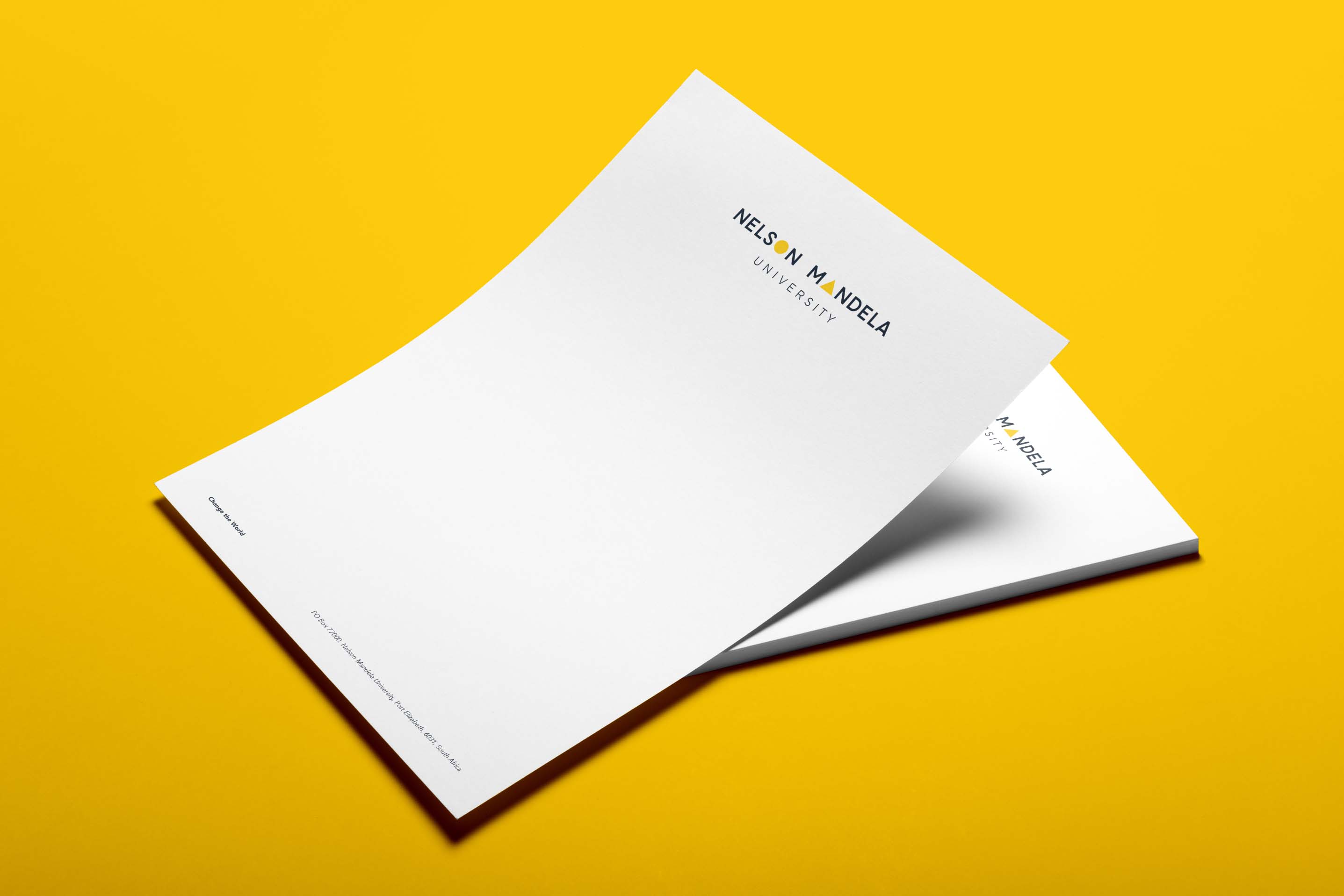 Creative Caterpillar client Nelson Mandela University letterhead.