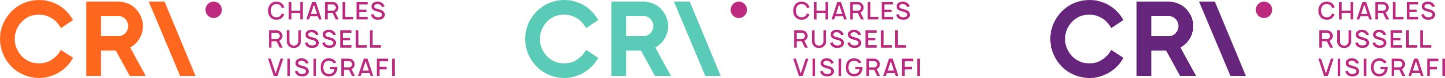 Creative Caterpillar client Charles Russell Visigrafi linear logo colour combinations.