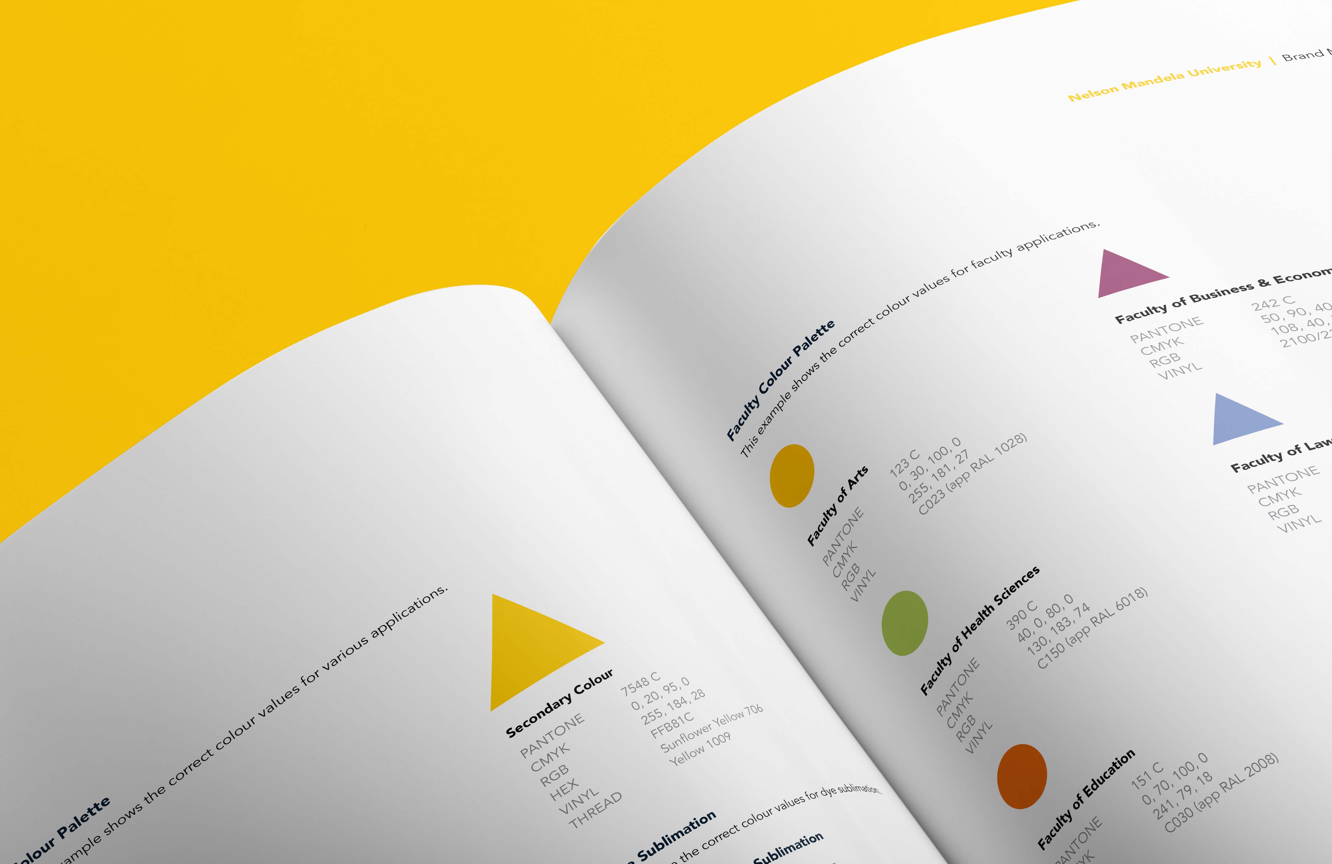 Creative Caterpillar client Nelson Mandela University brand manual.