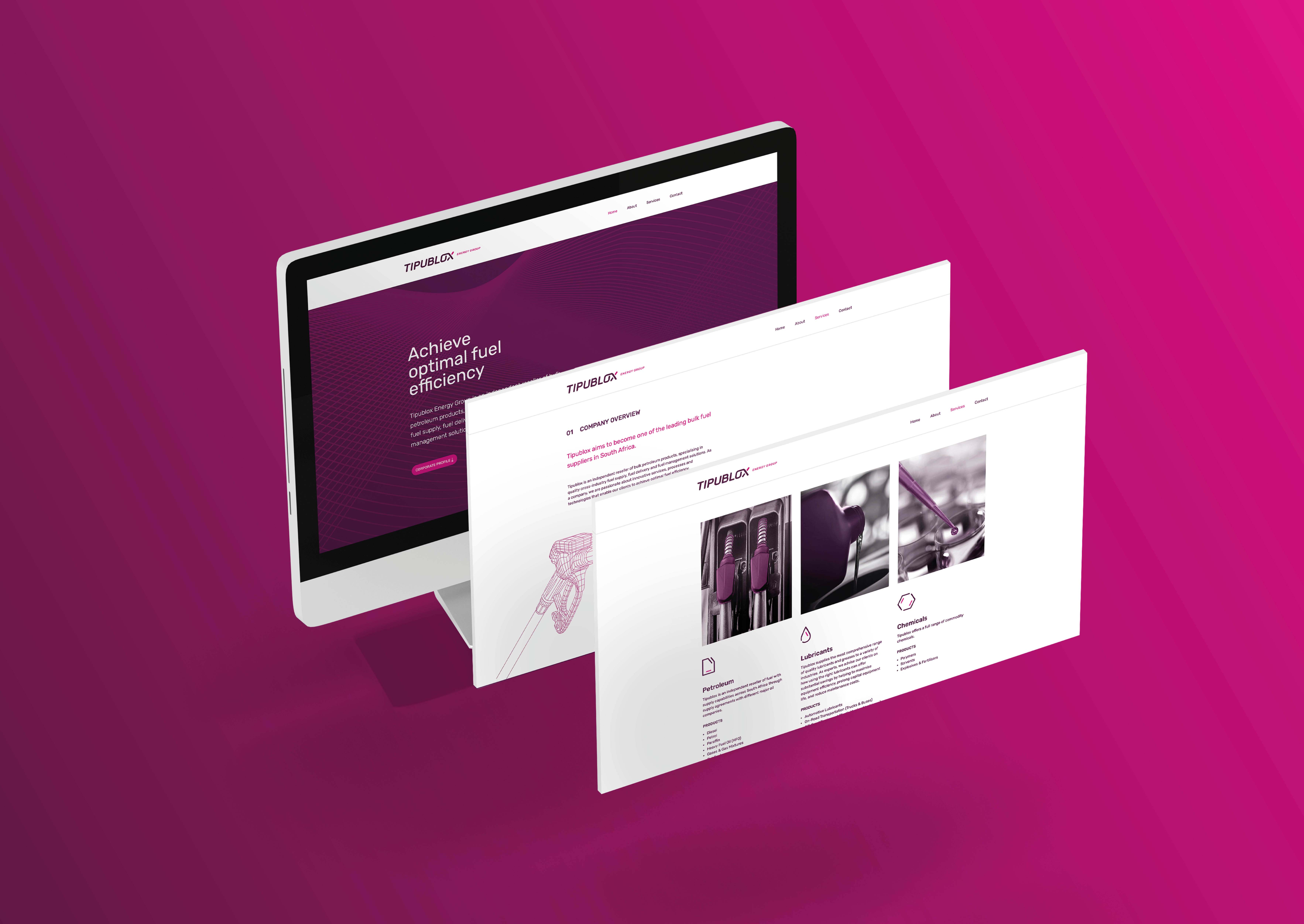 Creative Caterpillar client Tipublox Energy Group desktop website.