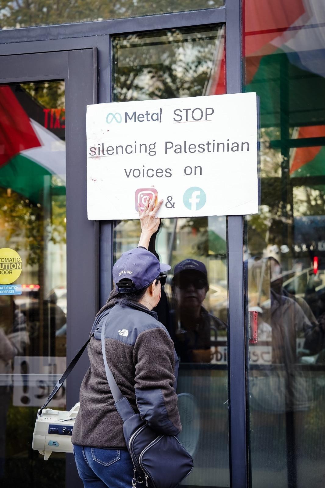Pro-Palestinian activists protesting at Meta offices in Washington DC.