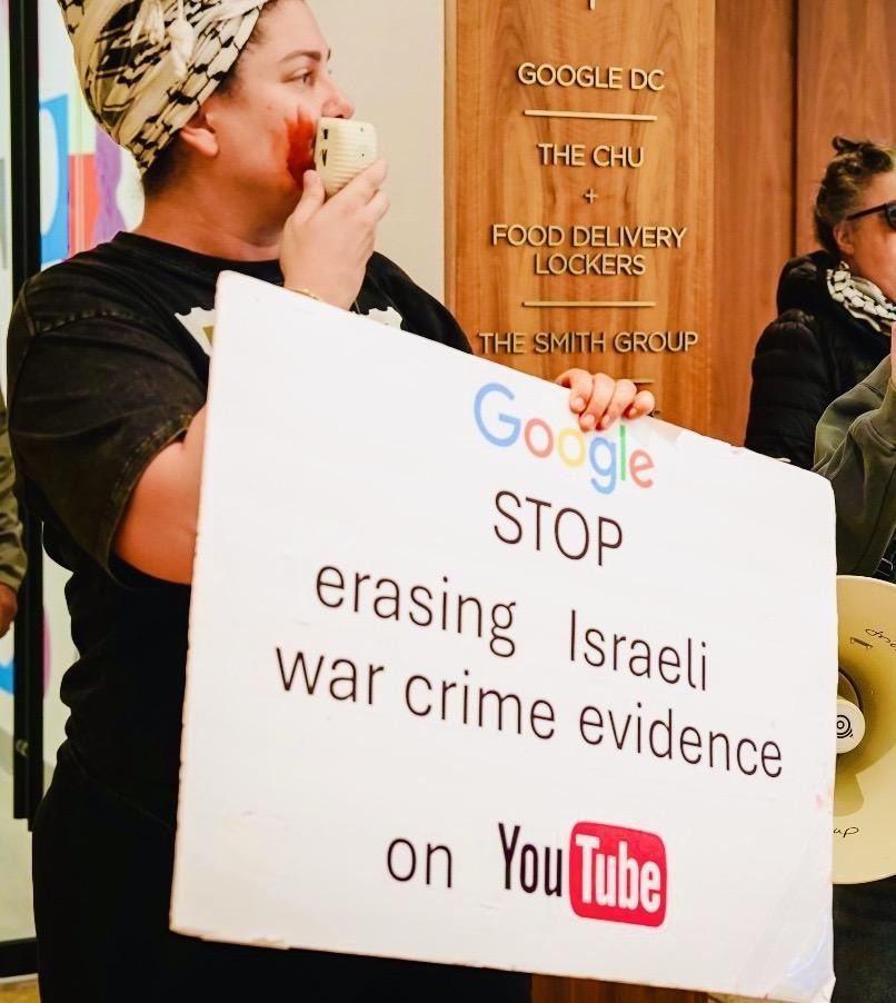 Activists inside the Google campus in Washington DC.