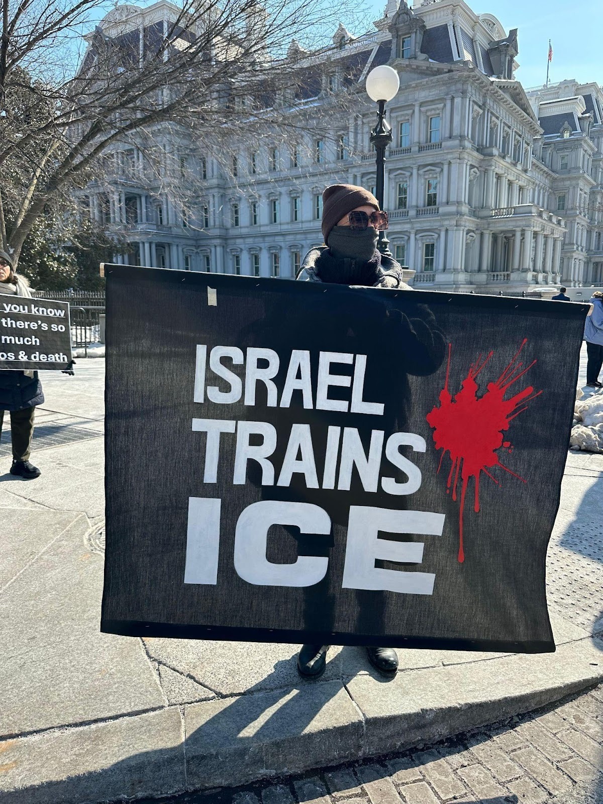 Demonstration in Washington DC where human rights activists make the connection between ICE and IDF.