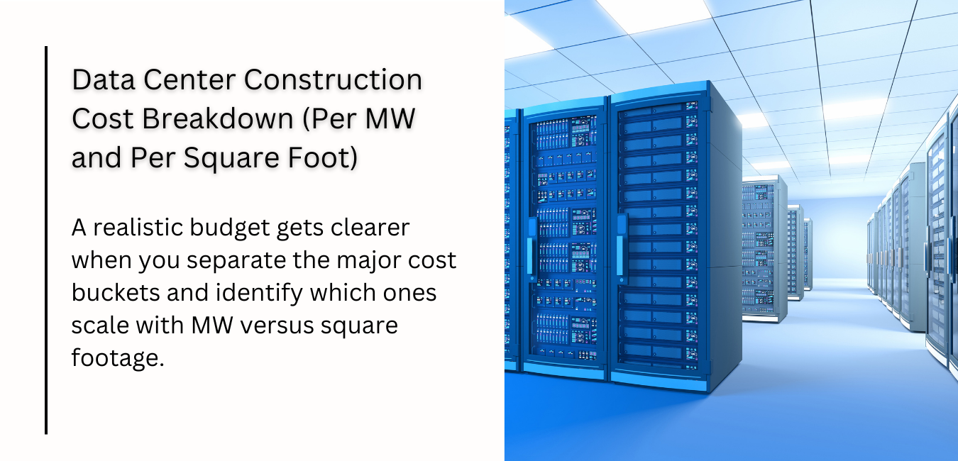 Data Center Construction Cost Breakdown (Per MW and Per Square Foot)