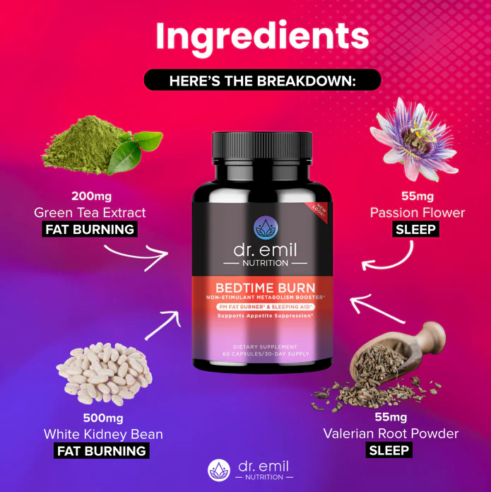 Bedtime Burn bottle by dr emil infographic