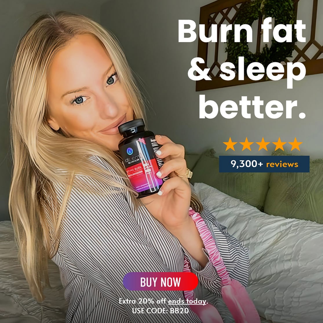 a young woman holding a dr emil bedtime burn bottle