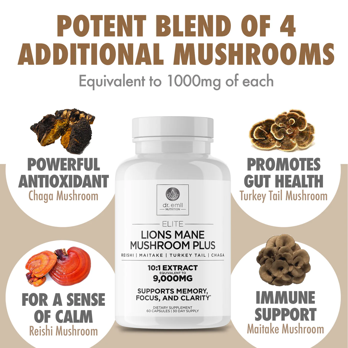 Dr. Emil Lions Mane Mushroom Plus potent nootropic blend