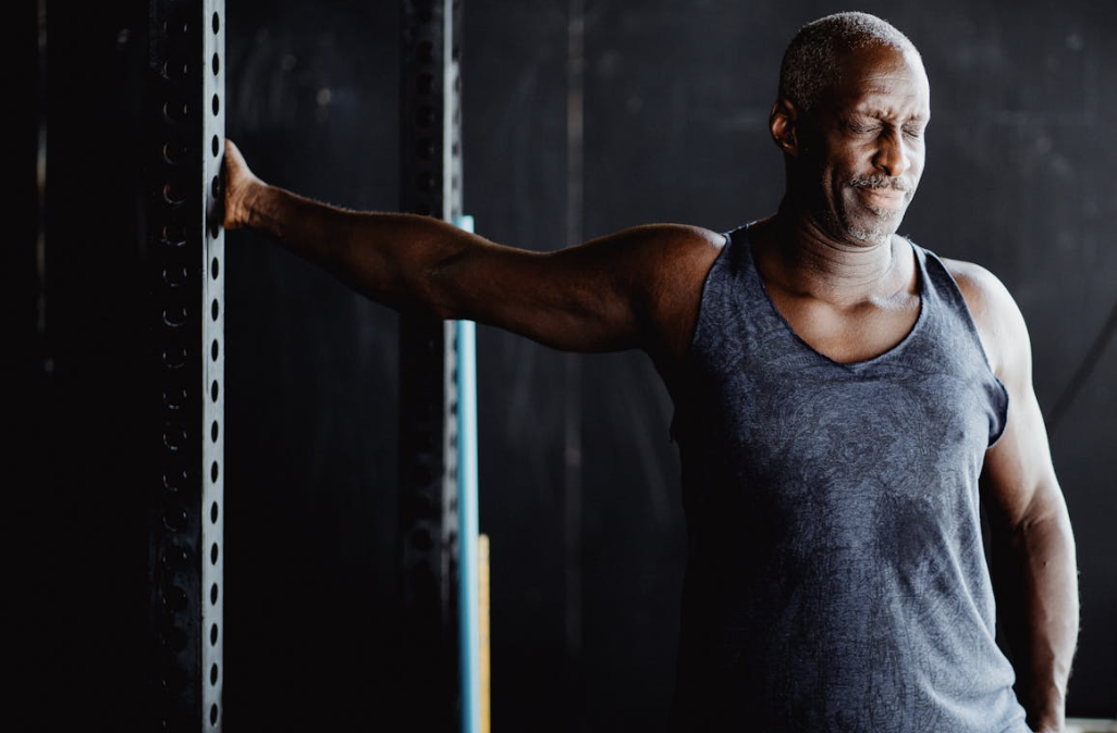 healthy older man in a gym