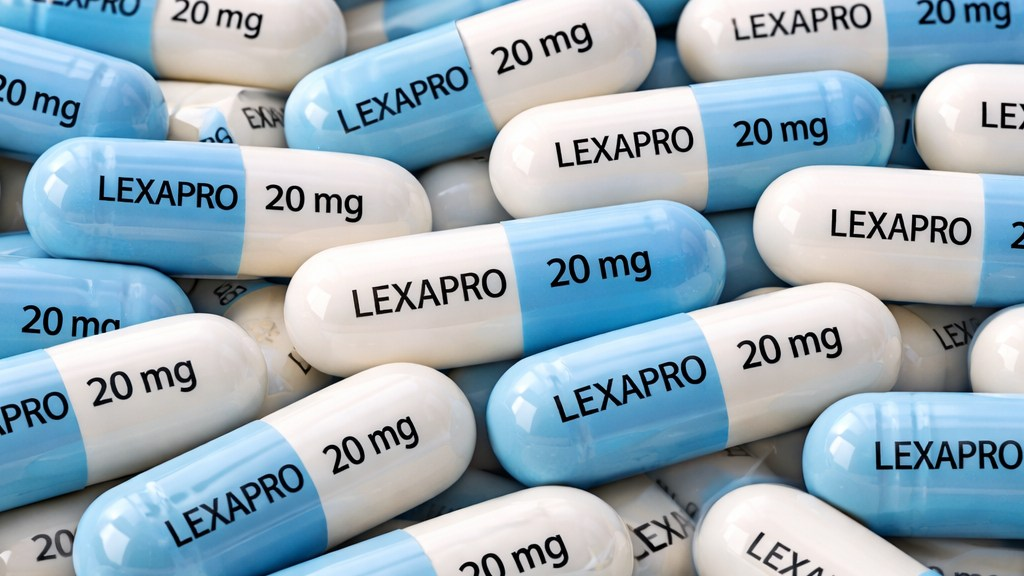 blue and white Lexapro 20mg capsules