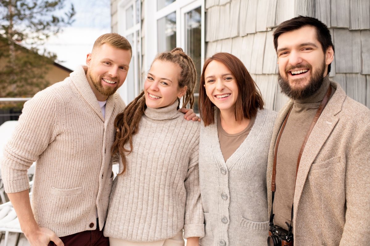 happy family posing together