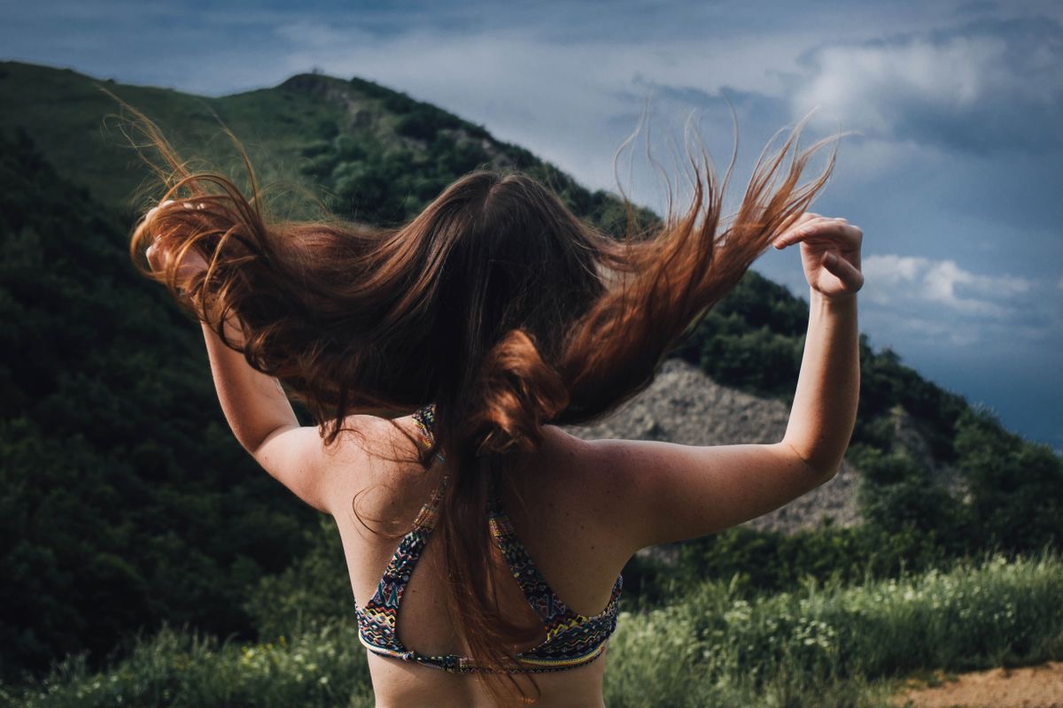 woman with long flowing hair