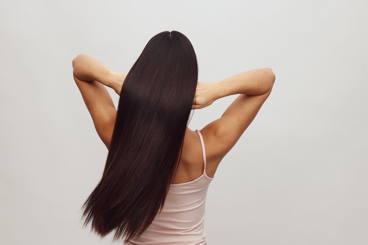 woman with long auburn hair