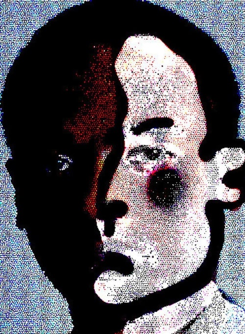 A painting of a face by Richie Adomako