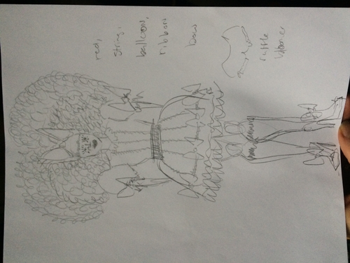 Costume sketches from costume designer Karen Boyer