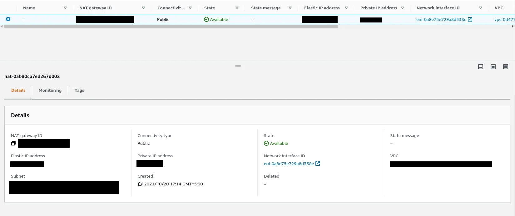 Showing the lambda configuration on the AWS dashboard. You can find the IP here.