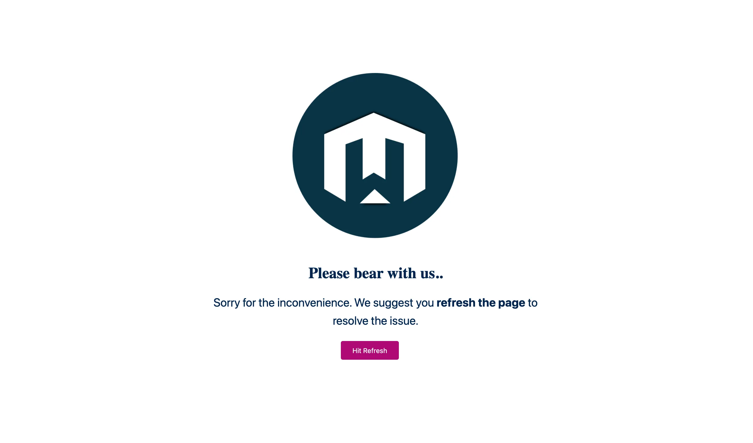 Application running in the browser showing the refresh button.