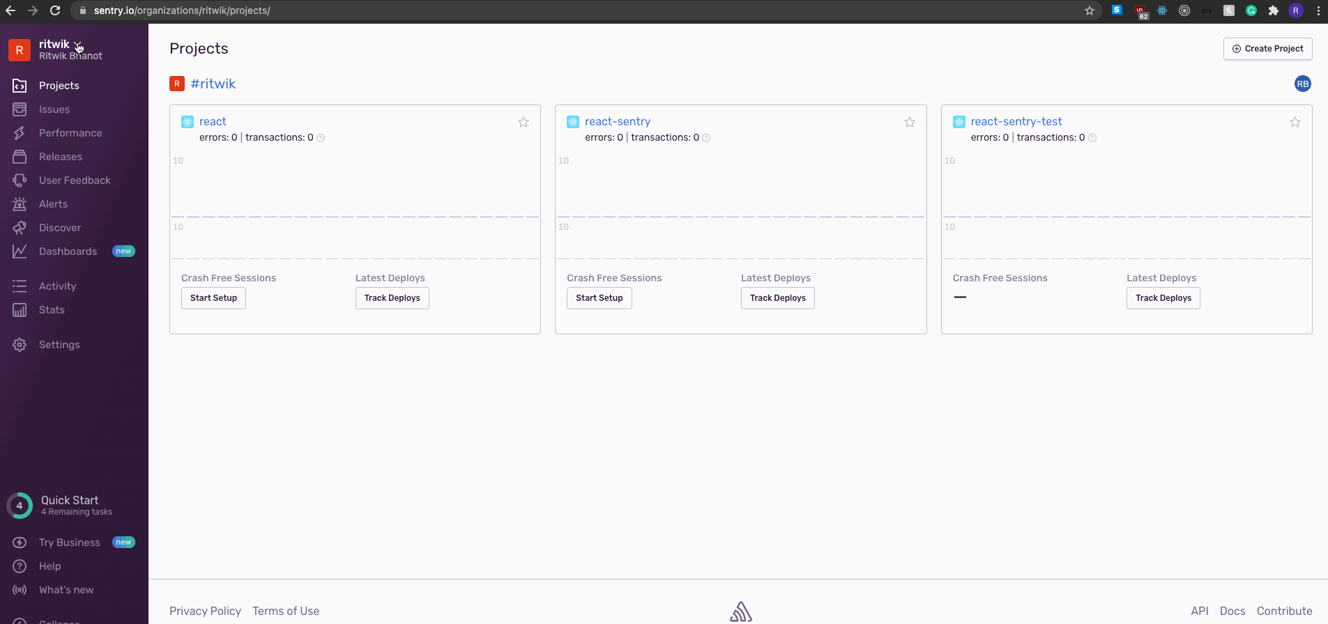 Animation showing how to navigate through sentry to get the auth token.