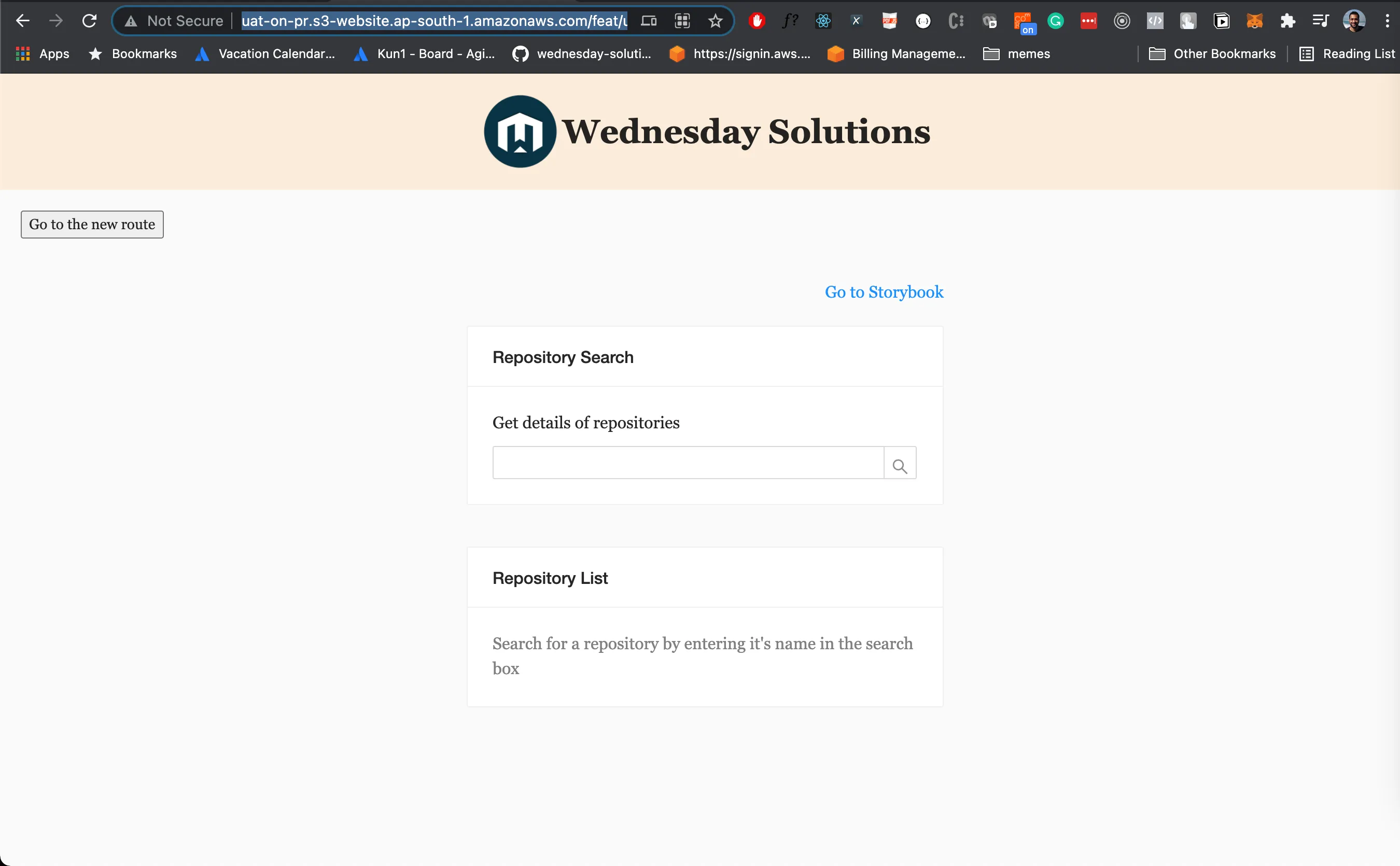 Application running in the browser hosted on Amazon S3.