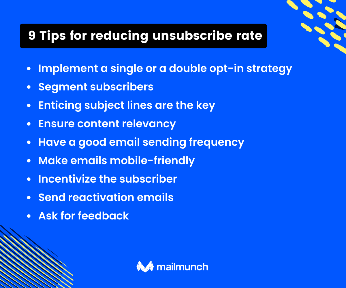 9 Tips for reducing unsubscribe rate