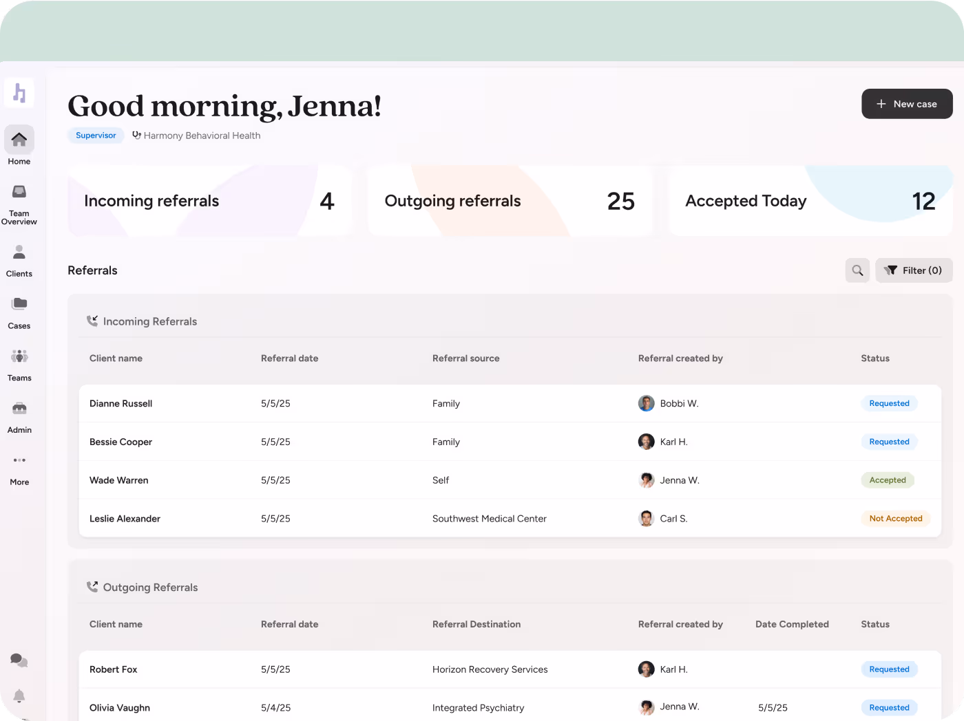 Screenshot from residential management app demo