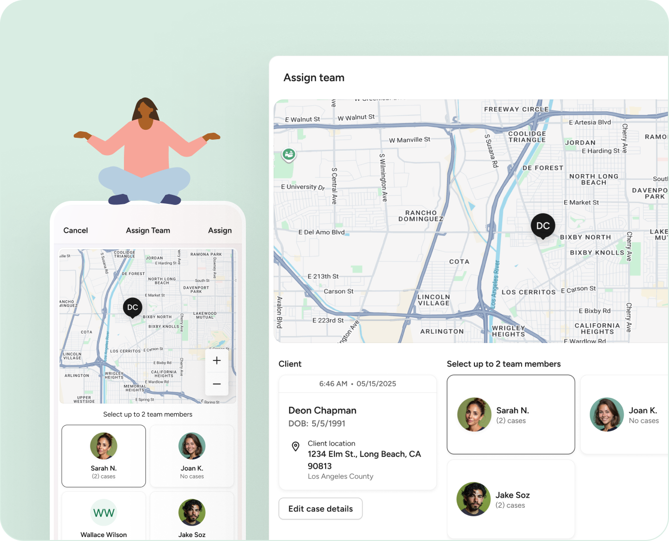 Screenshot from longitudinal care management app demo