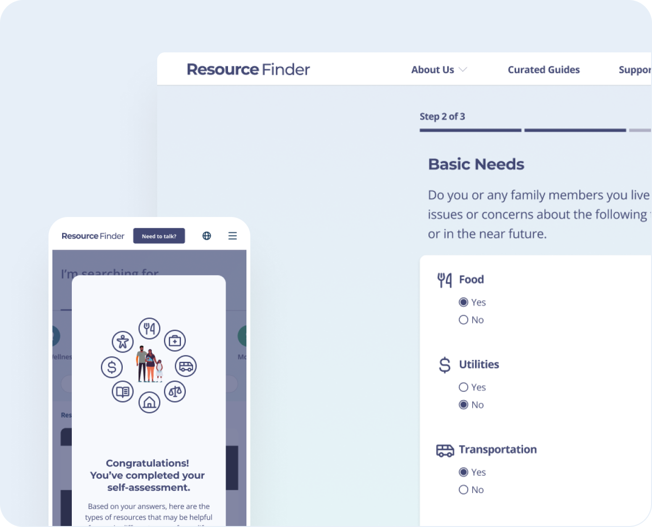 Screenshot from longitudinal care management app demo