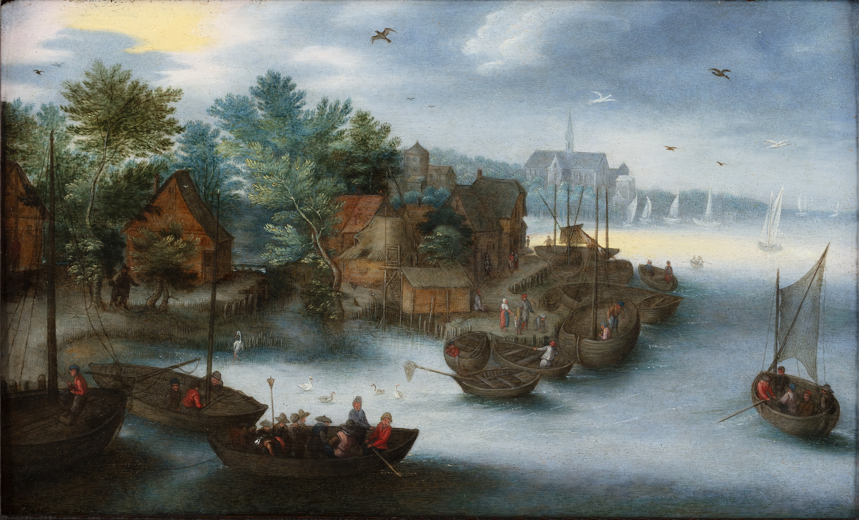 An animated village port