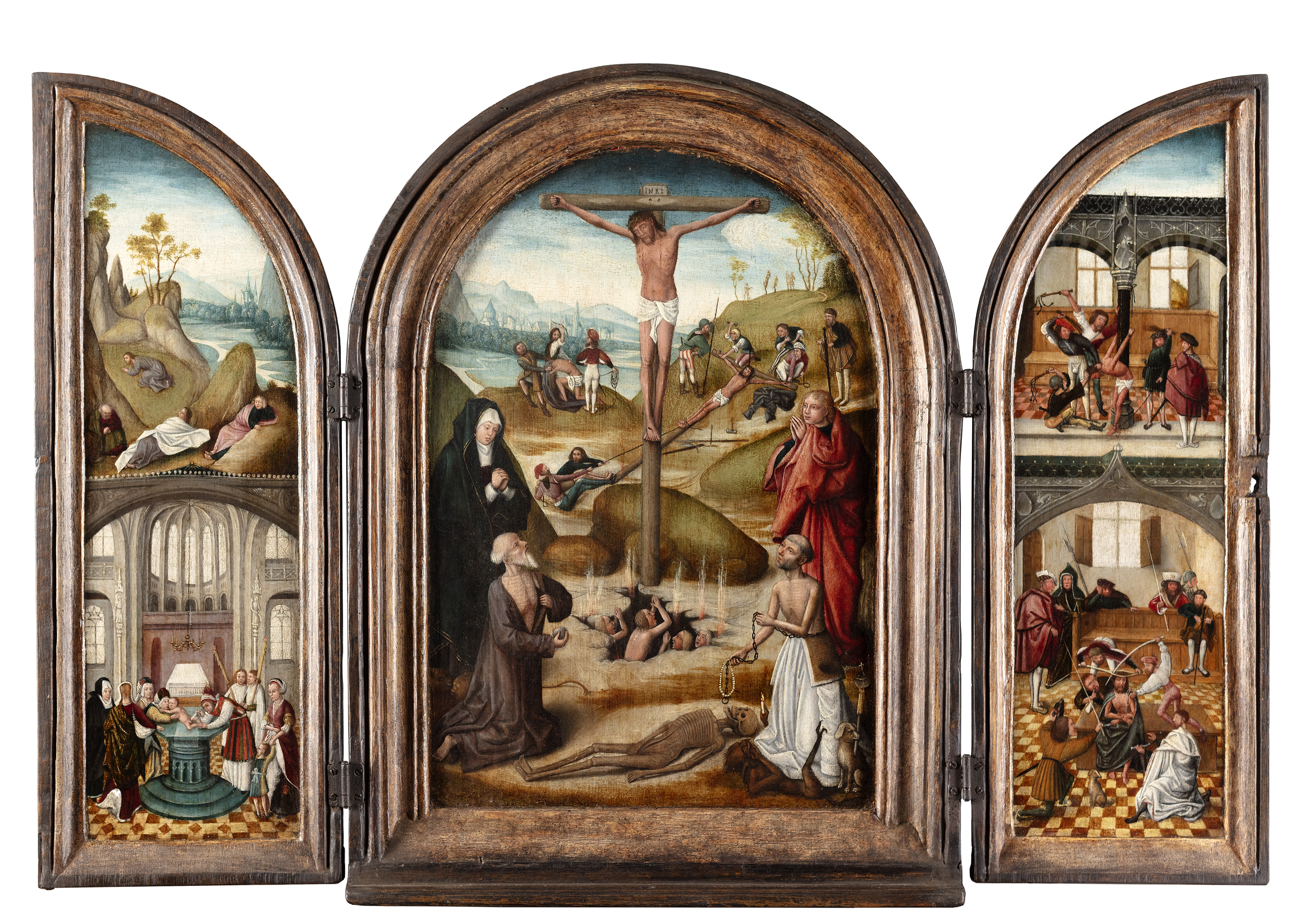 Triptych with the Crucifixion and scenes from the Passion