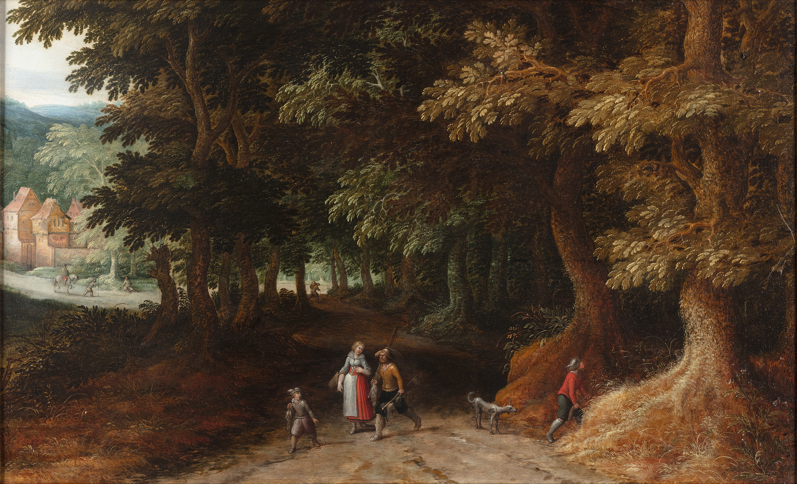 Peasants in a wooded landscape 